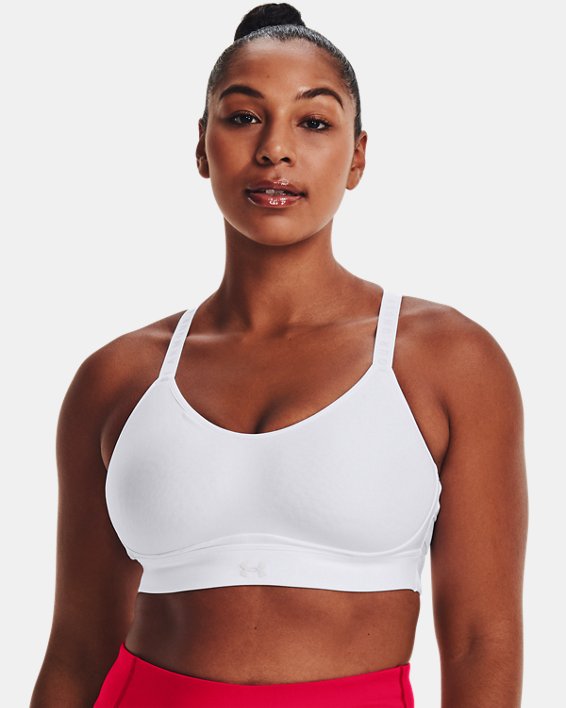 Women's UA Infinity Low Covered Sports Bra, White, pdpMainDesktop image number 3